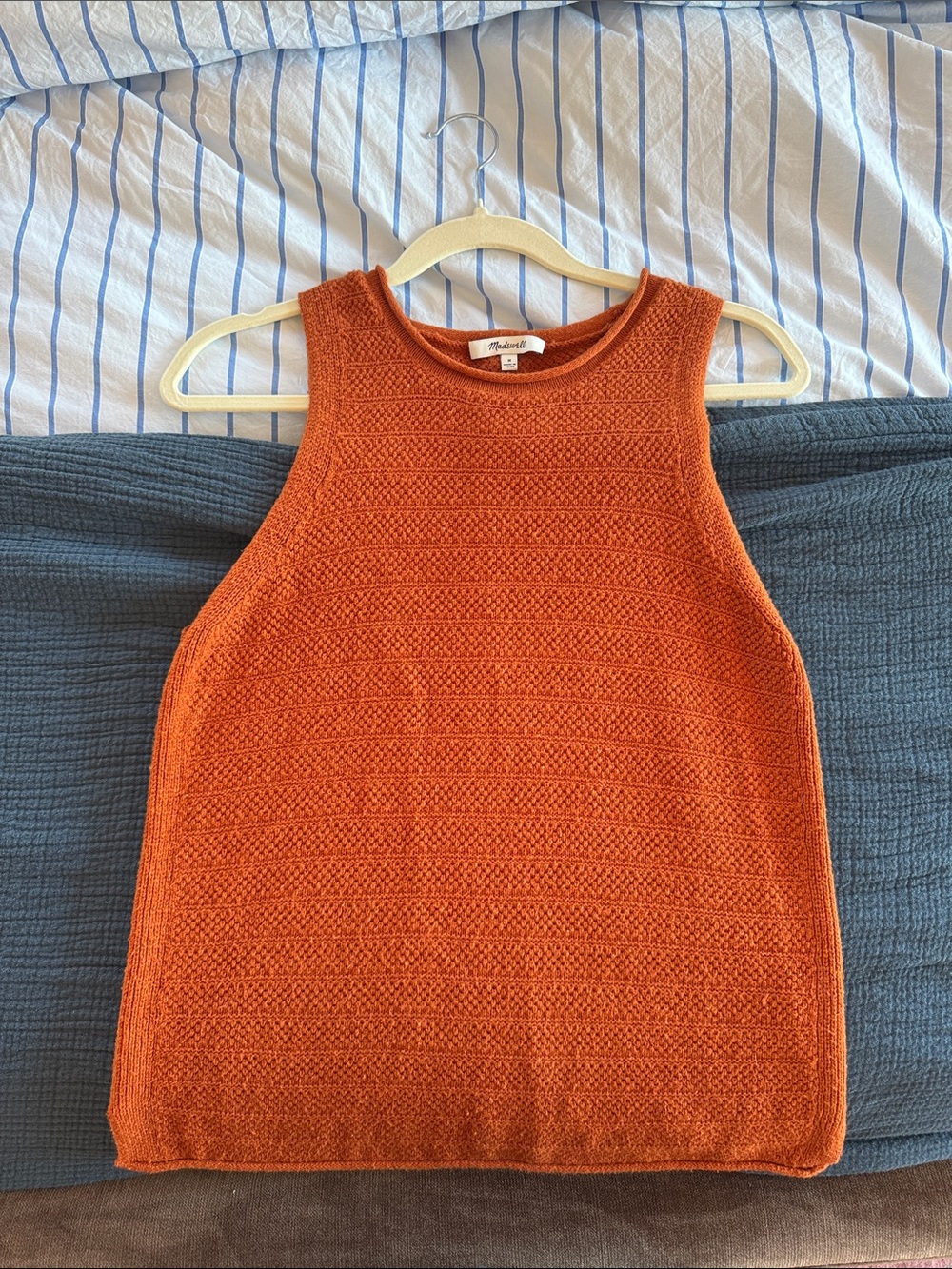 Madewell Rust Orange Textured Knit Sleeveless Sweater Tank M